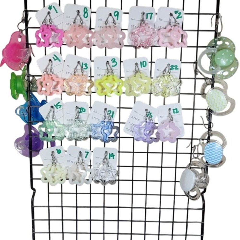 Handmade Star Earrings glow Pacifiers rainbow New Kidcore bundle a kandi kit
